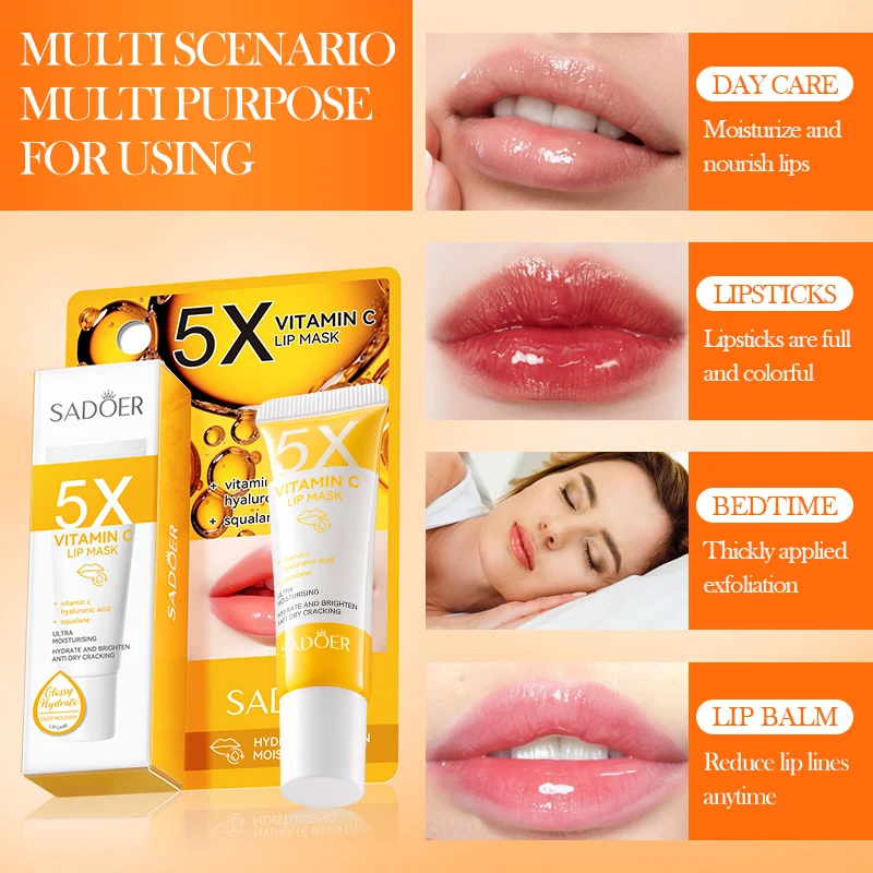 SADOER Private Label Skin Care Products 5x Niacinamide Pink Lip Mask  Ceramide Vitamin C Moisturizing Vegan Lip Maskes Lip Balm