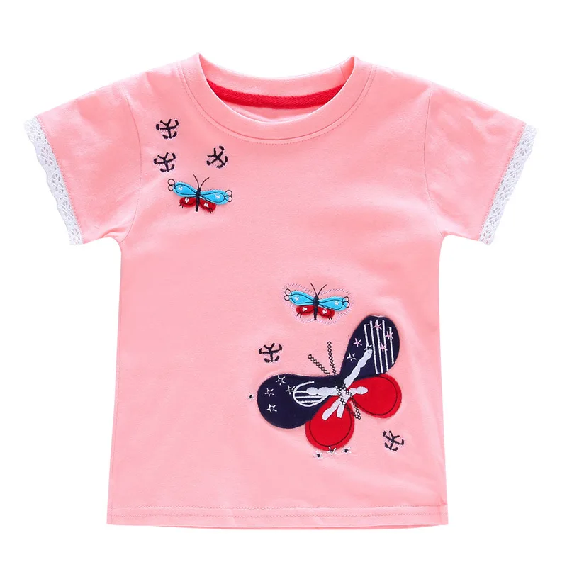 
 Оптовая продажа 2020, новый дизайн, детская одежда из хлопка с мультяшным принтом и короткими рукавами, футболка для маленьких девочек  