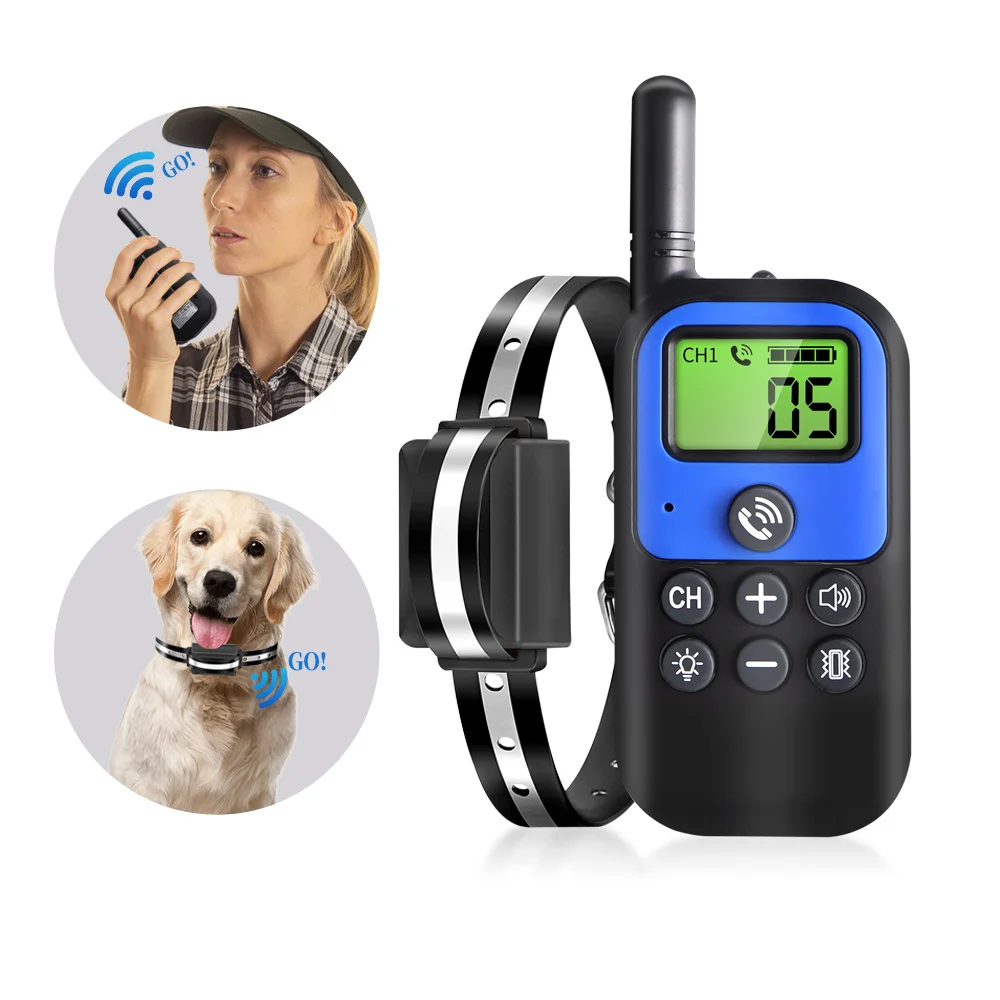 1500M wasserdichtes wiederauf lad bares elektrisches elektronisches  Schock-Vibrations-Voice-Hunde trainings halsband mit Fernbedienung