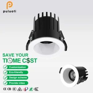 PULUOTI Modern 55mm 8W LED Recessed Spotlight Indoor Lighting Round Adjustable Down Light Lamp New Design with Aluminum White