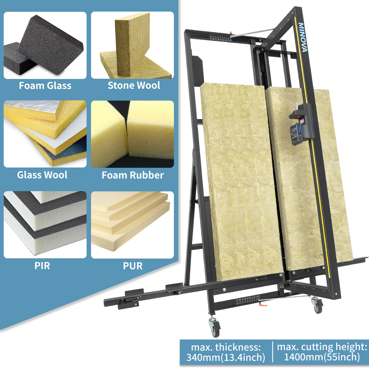 MINOVA Customized Mineral Wool Board Fiberglass Insulation Cutter Machine PIR Insulation Cutting Tool