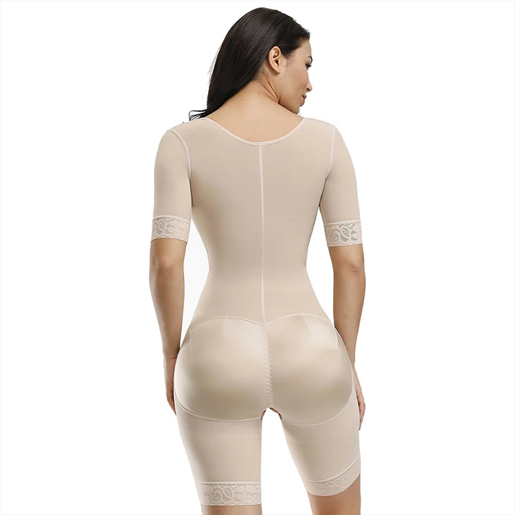 HEXIN Short Sleeve Push up Chest High Waist Girdle 3 Layers Spandex Body Shaper Slimming Tummy Control Shapewear