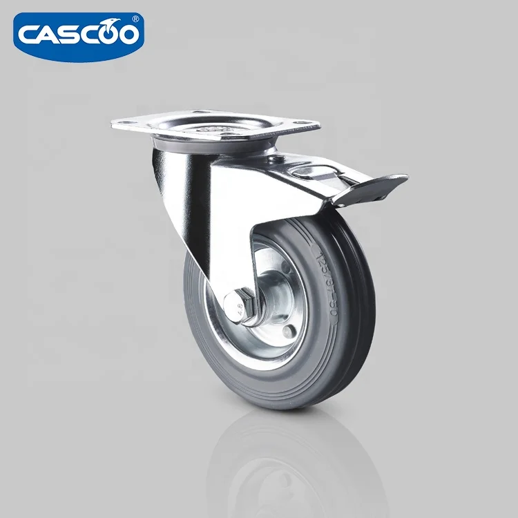 CASCOO Schwerlast-Rollensatz 125 Mm – 4 Stück, 2 Bock-, 2 Lenkrollen Mit Feststeller, PU, Alufelge, 1200 Kg Traglast