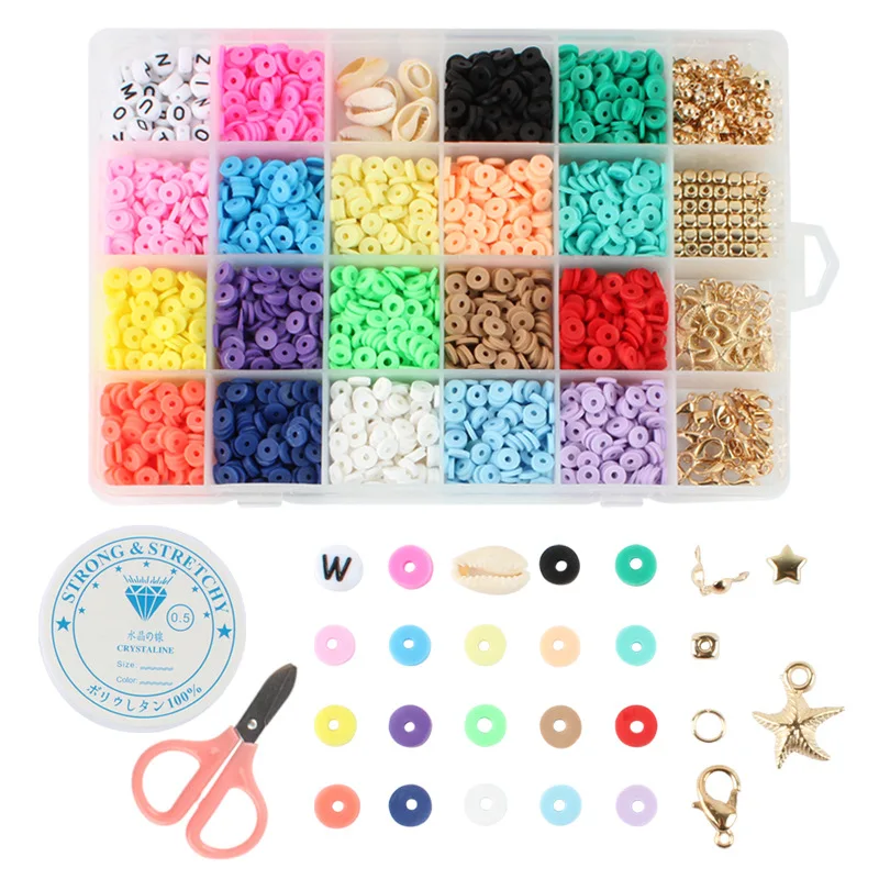 DIY Bracelet Craft 24 Girds Letter Acrylic Loose Beads With Polymer Soft Clay Kit For Jewelry Making