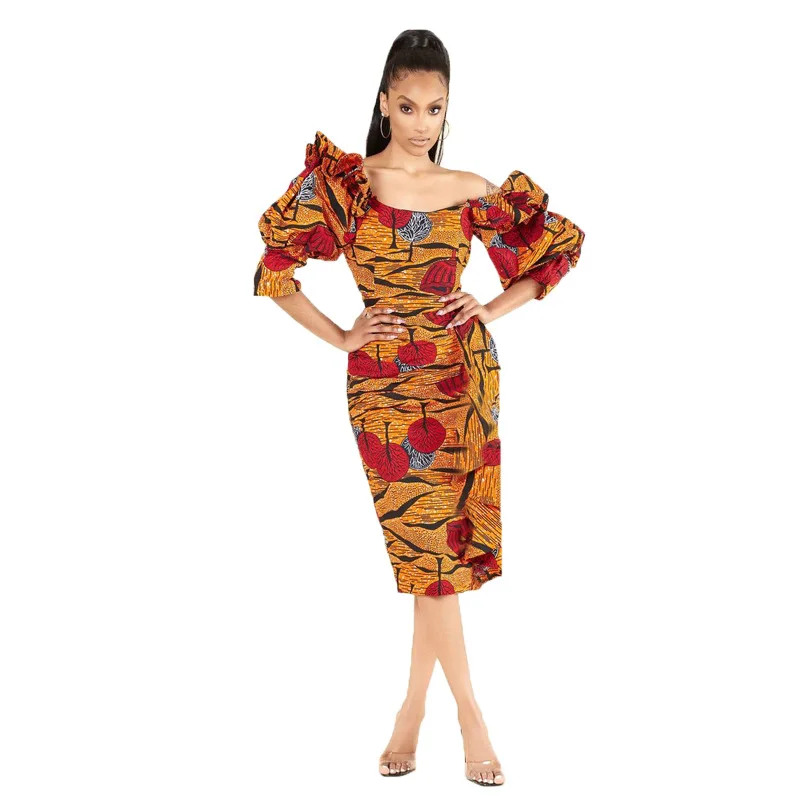 Multiple Style Causal Wearing Midi Dress African Kitenge Designs Plus Size Women Dresses