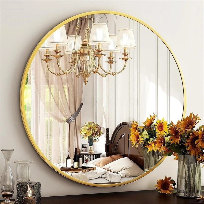 Metal Aluminum Frame Large Full Length Wall Mounted Floor Round Mirror