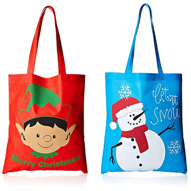 Unique Pre-design Christmas Tote Bags Customized in Bulk