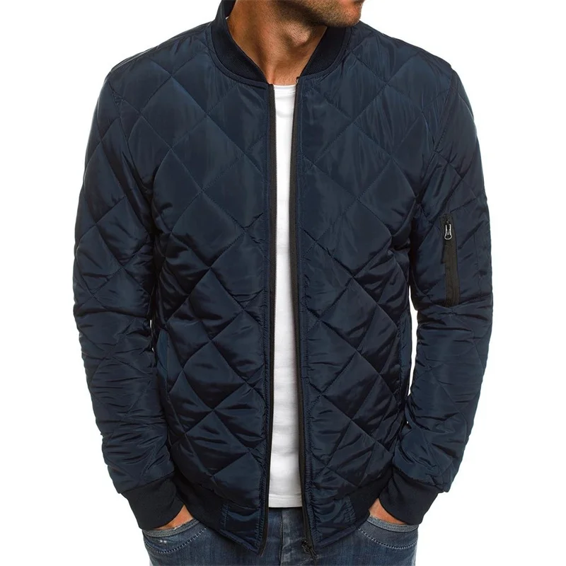 High Quality Black Warm Cardigans Coats Thick Print Zipper Cotton Men Puffer Down Jacket Winter_voghion.com