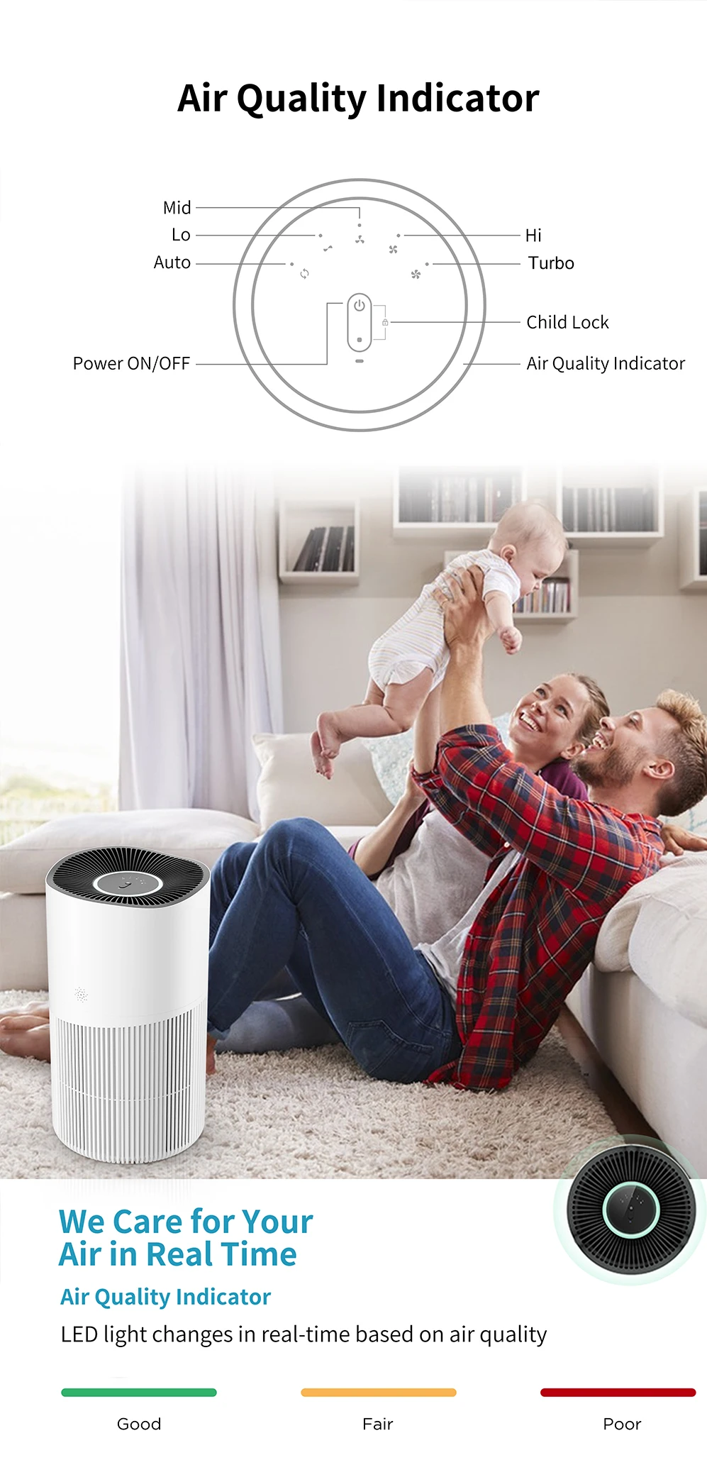 Air Purifier For Home Large Room Personal For Smoking 99.97 Air