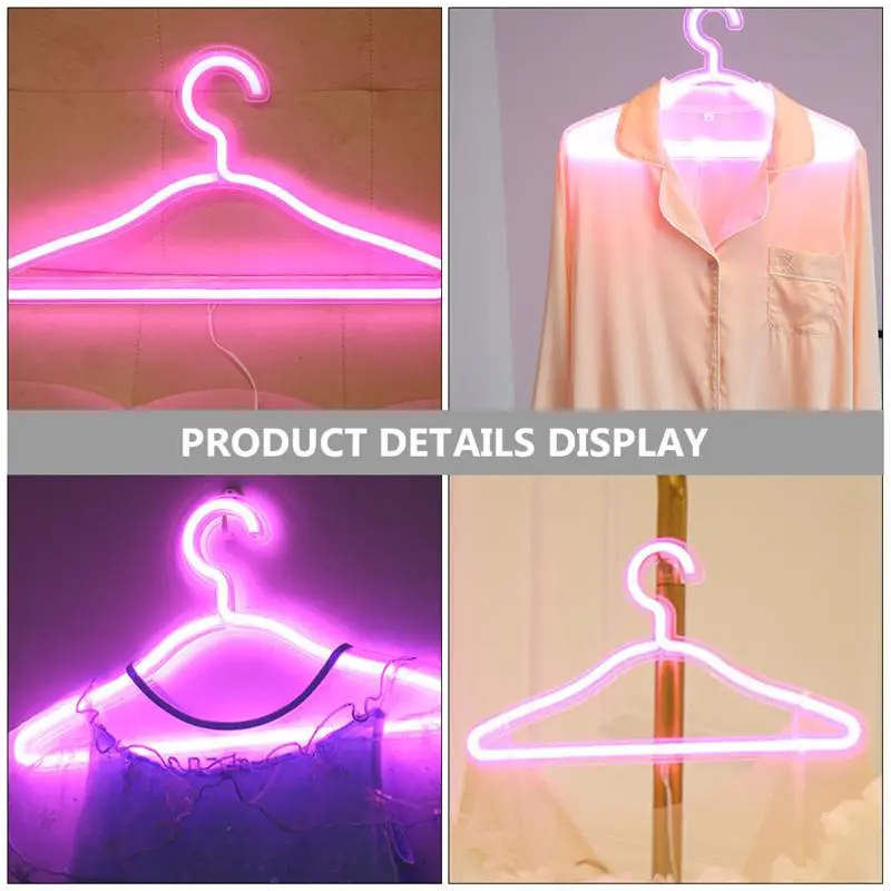 Creative Bedroom Clothing Store Wall Decor Led Light Sign Clothes Stand Rack Neon Hanger
