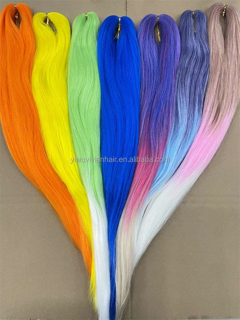 Colored Rainbow Ombre Kanekalon Braiding Hair Kanekalon Flame Retardant
