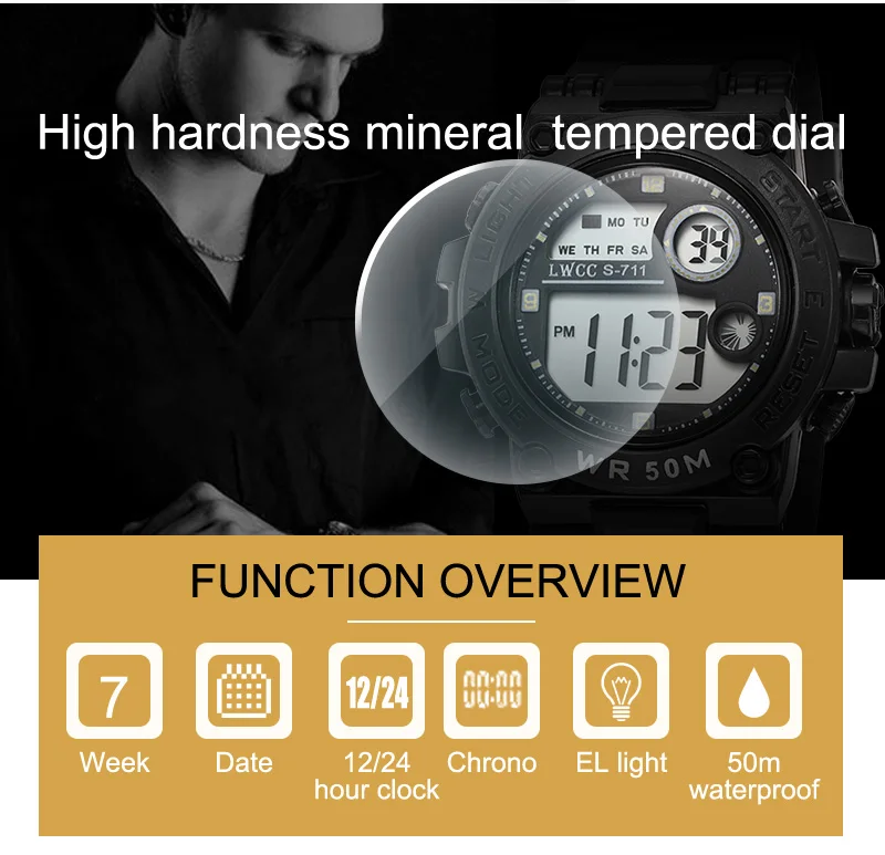 Myriver Casual Digital Sport Waterproof Couple Watches Men and Women