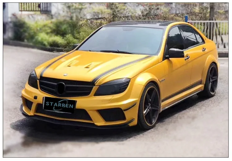 2008-2013 C-Class W204 C63 AMG  Upgrade  Wide  Front and Rear Bumpers Side Skirts Hood Fender  Wide Body Kit for Mercedes-Benz
