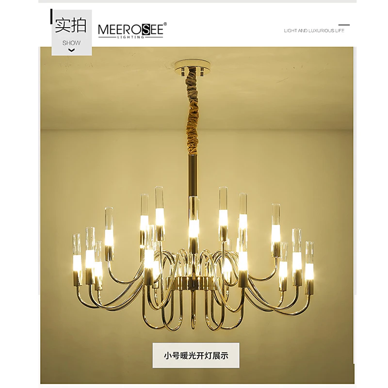 Meerosee Bamboo Light Chandeliers Gold Plated Iron Chandelier Lustres Modernes Contemporary Lighting MD86811