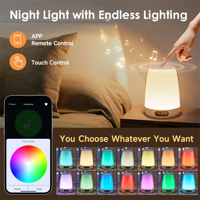 35 RGB Color Lighting for Baby Nursery Night Light Sound Sleep Machine Portable White Noise Machine