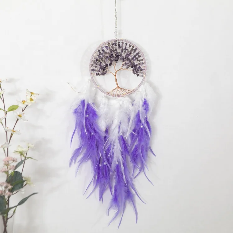 Buy Wholesale China Dropshipping Handmade Pink Feather Dream Catchers Tree  Of Life Dreamcatchers With Gemstone & Pink Feather Dream Catcher at USD 4.8