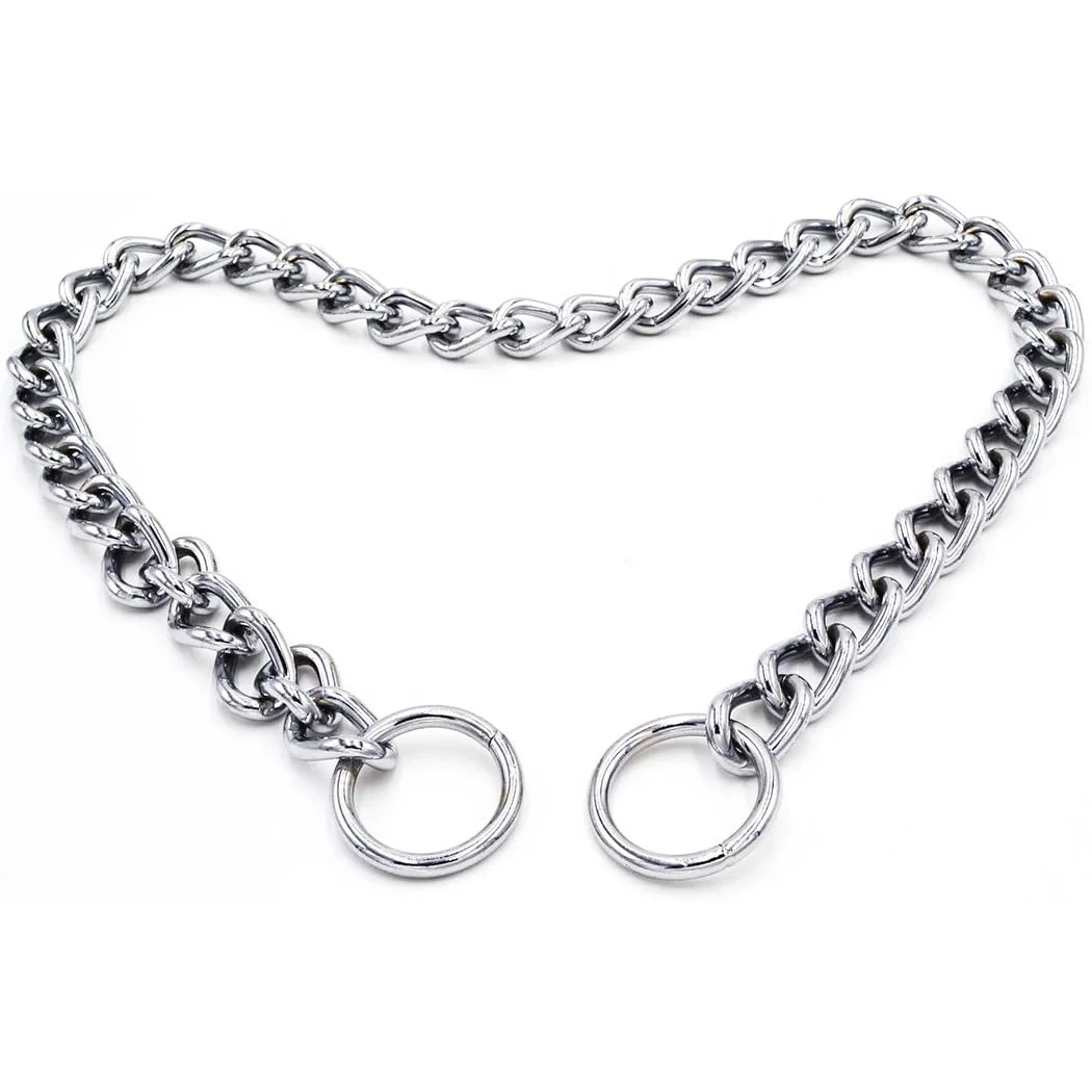 Petpia Dog Chain Collar Stainless Steel Dog Collars Double Row Choke