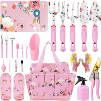 Heavy Duty Gardening Tools, for Gardener Pink Printing Gifts Succulent Hand tools Garden Tools Set for Women/