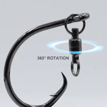 New Cheery High Carbon Steel Offset Circle Hooks 6/0 8/0 10/0 Sizes for Saltwater Float Fishing Big Game Tuna Sea Fishing Swivel – Hooks – view 5