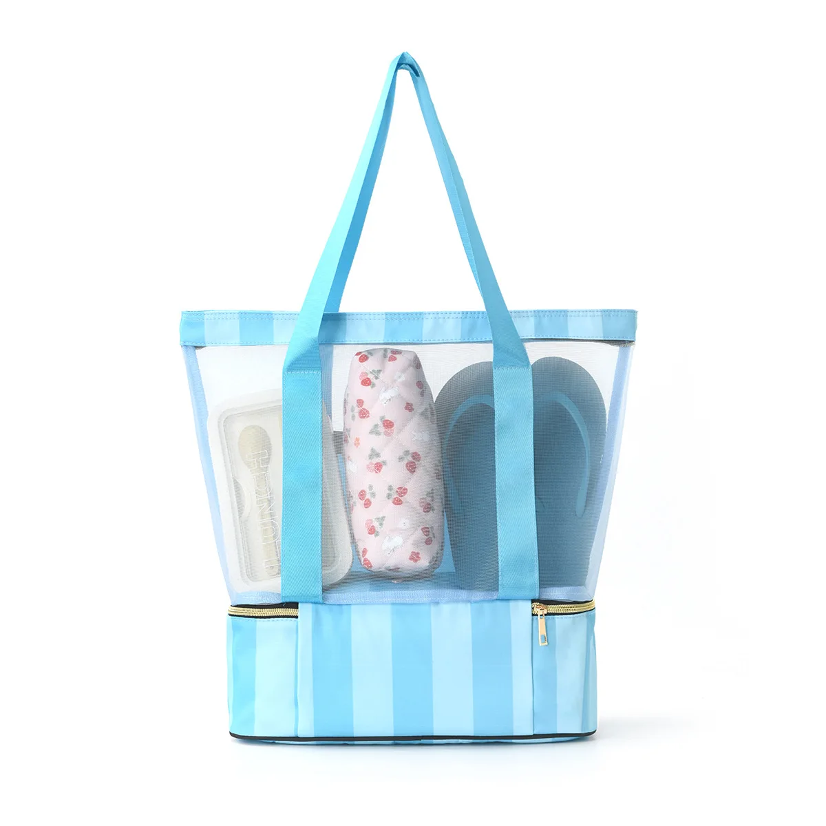 Přenosná dvouvrstvá velkokapacitní plážová kabelka ruční cestovní skladovací pláštěnka z voděodolného polyesteru pro nákupy