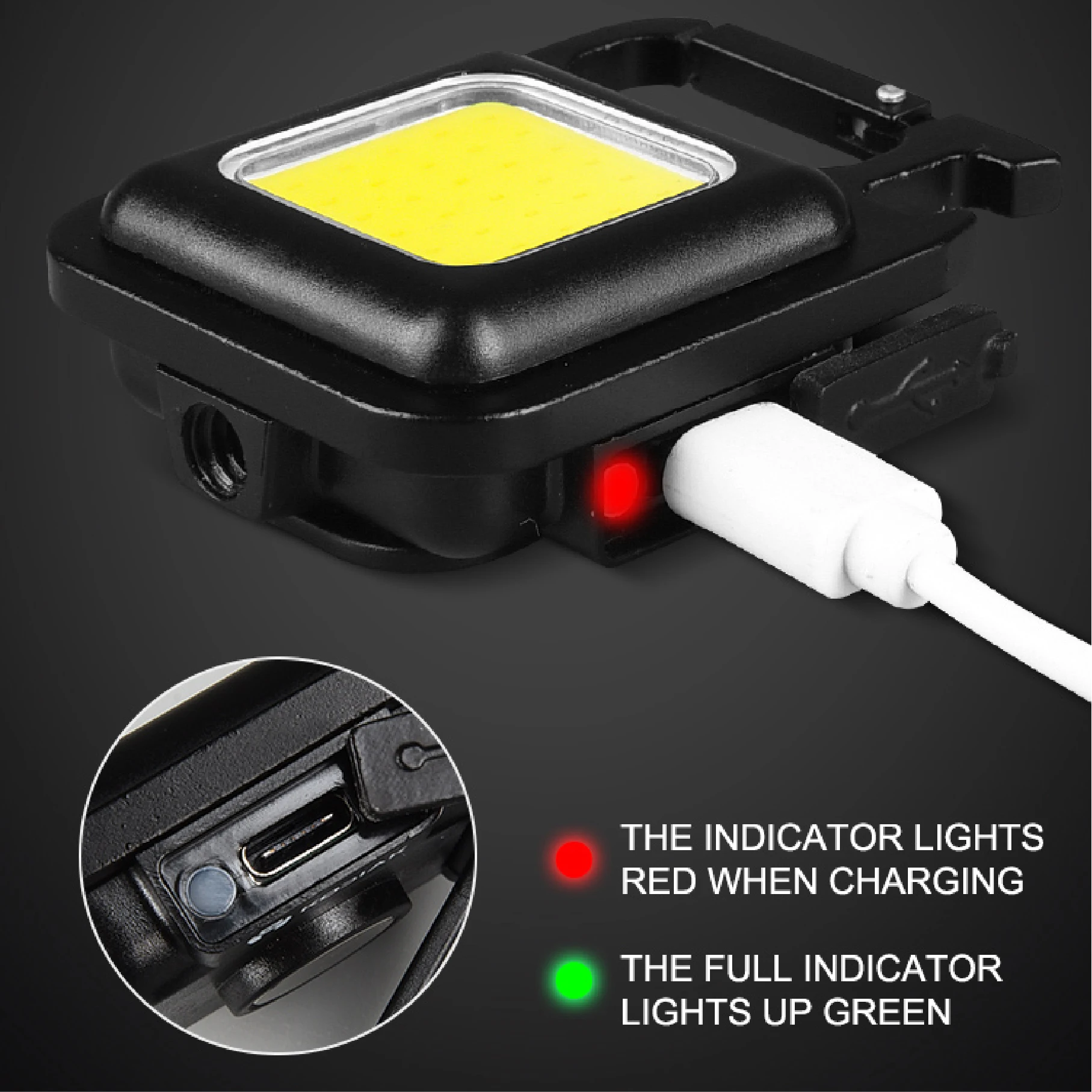 Mini Portable  Super Brightness Strong USB COB LED Rechargeable Torch Work Light Small Pocket Flashlights Camping Keychain Light