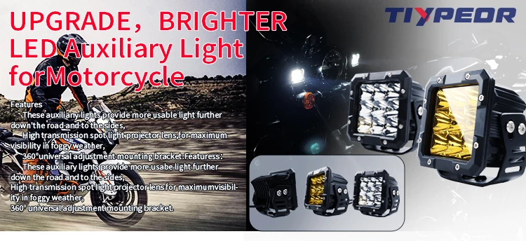 TIYPEOR Hot Selling High Quality Bright Work Light Upgrade Motorcycle Spotlight Combo Beam for Off-road Fog Auxiliary Headlight manufacture