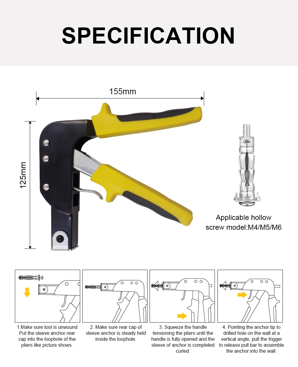 Expanding Bolt Gun Semiautomatic Hollow Wall Anchor Fixing Wall Anchor