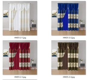Backing Inside Double Layers Waterfall Valance Window Curtains Luxury Design Jacquard Window Decor Curtains for the Living Room