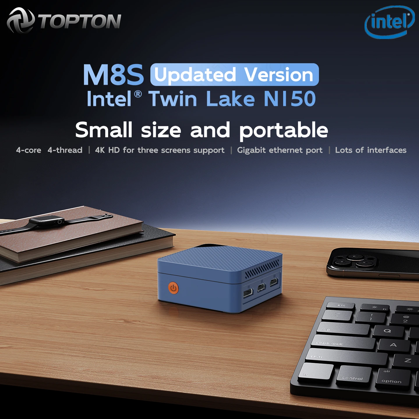 Topton Pocketmini PC Twin Lake in-Tel N150 12GB DDR5 Gaming Desktop