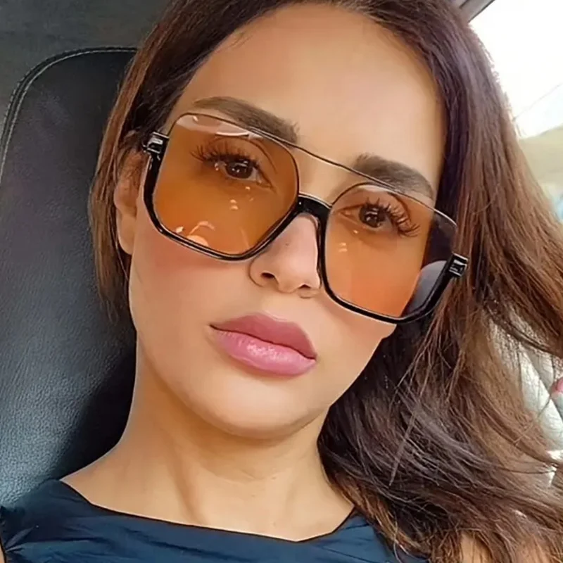 Double Beam Lower Half Frame AHHARO square Fashion Sunglasses Temperament Net Red Street Shot