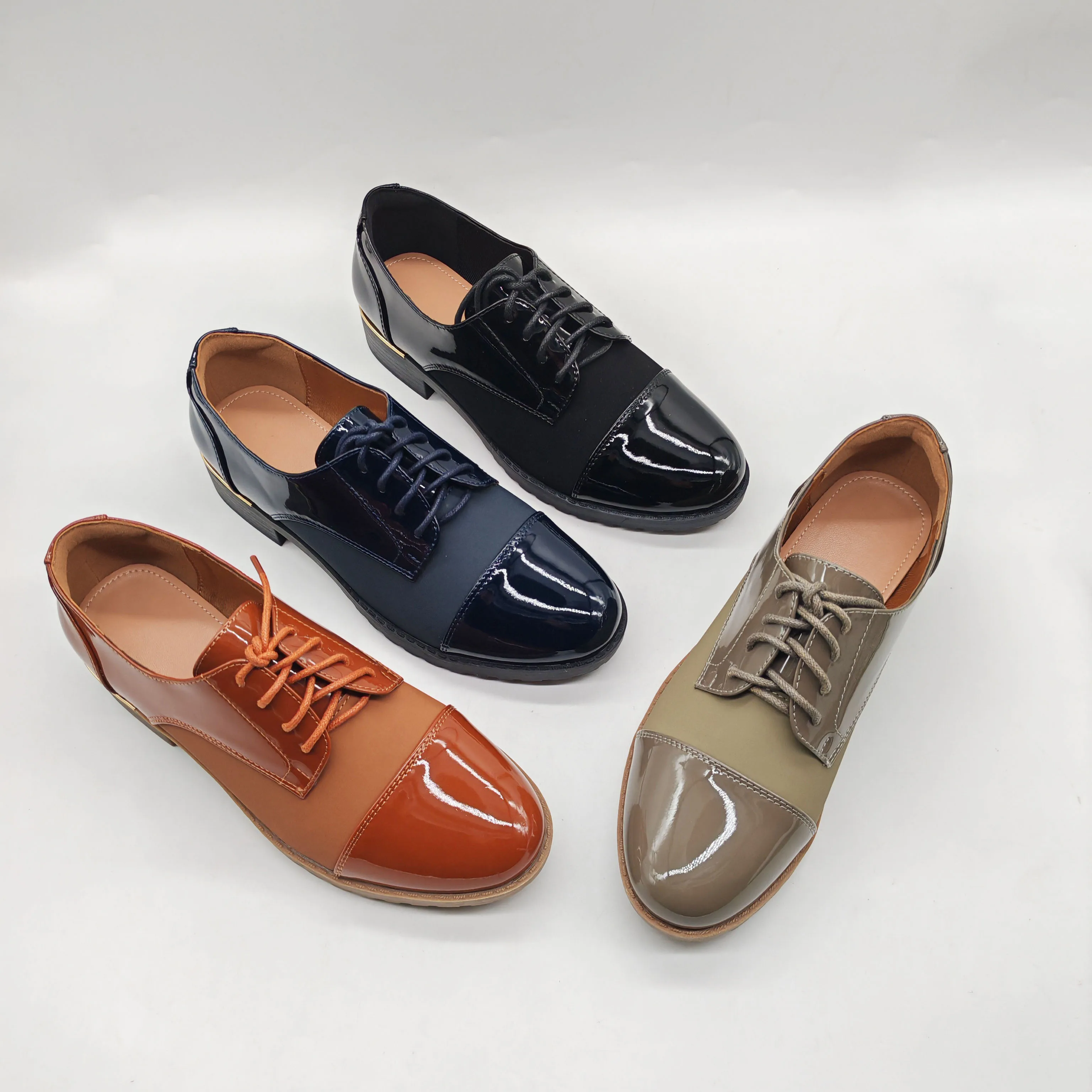 Lace-up Loafer Flat Shoes for Women Soft Leather Flat Ladies Shoes British  Daily Pu Shoes