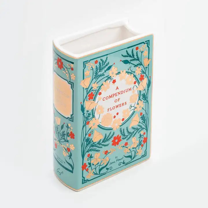 Creative Design Luxury Book Vase Bookshelf Decorative Wholesale Ceramic Vase for Wedding Center Piece