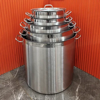 DaoSheng 03 Style Stainless Steel Large Pot Kitchen Equipment Steamer Induction Stock Pot with Sandwich Bottom