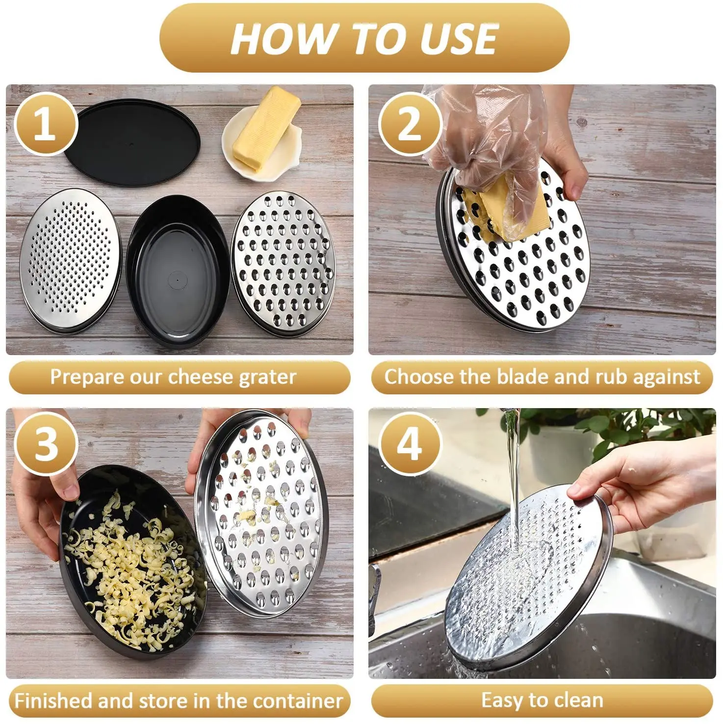 Cheese Grater Easy Clean Kitchen Oval Box Stainless Steel Slicer Container  Fruits Multifunctional Vegetables Practical Quick New