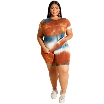 2020 New Trends Tie Dye Printed Women Sleepwear 2 pcs Plus Size Pajama Sets 3xl