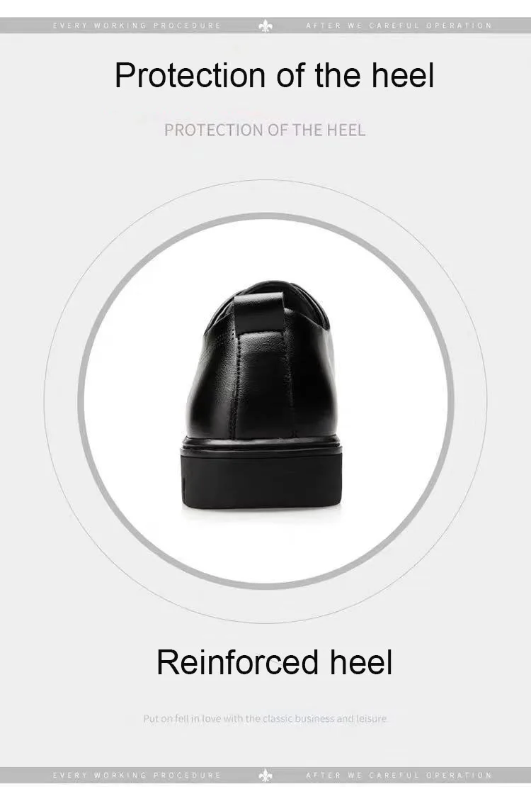 Breathable Round Head Soft Sole PU Work Shoes Casual Fashion Genuine Leather Men's Formal Shoes