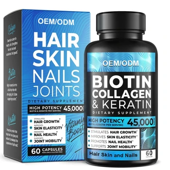 Best Selling  Product OEM For Strength Hair and Nails Supplement Vitamin Collagen Biotin Skin Whitening Capsules