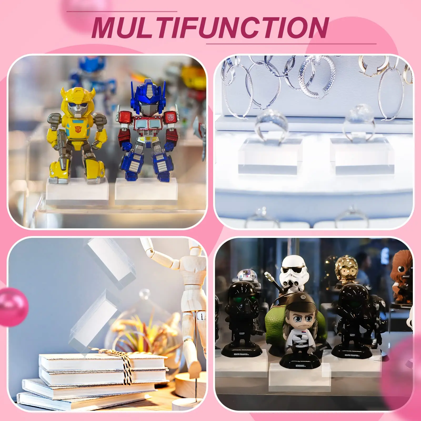 3 X 3 X 1 Acrylic Square Display Block Clear Polished Acrylic Cube Jewelry Ring Showcase Display Stand supplier