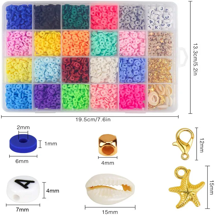 Flat Round Polymer Clay Spacer Beads for Jewelry Making Bracelets Necklace Earring DIY  Clay Beads Heishi Beads Craft Kit