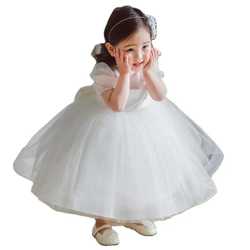 Girl's New Poncho Princess Kids Prom Dress Party Wear White Dresses for  Girls Birthday