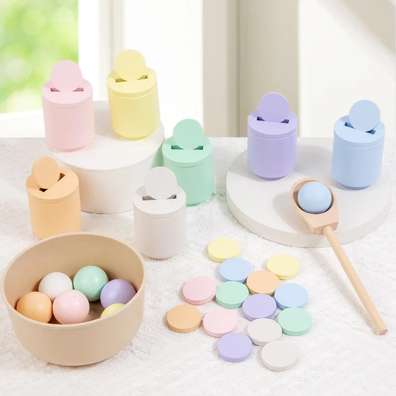 Grote Peg Poppen in Beker met Hoeden Peuter Houten Montessori Speelgoed Spielzeug Holz voor Kinderen Leren Kleuren Sorteren en Tellen