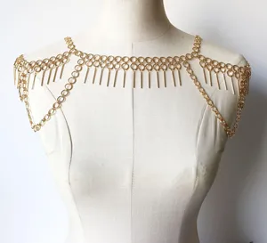 Hot Newest Trendy Gold Plated Geo Stick Round Circle Body Chain for Wedding Engagement Gift