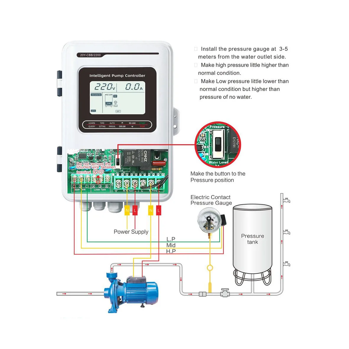 JNN Customized 220V Intelligent Motor Water Pump Control Panel for Single Phase Water Pump Controller