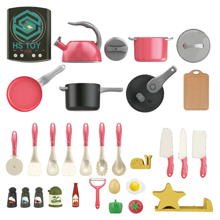 HS Simulation Large Role Play Game Treasure Induction Kitchen Set Toy Pressure Rice Cooker for Kids