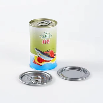 Custom 155g 202*308 Small Metal Box 3 Pieces Empty Tin Cans With 200 202 EOE Lids for Sauce Sardine Mackerel Fish Packaging