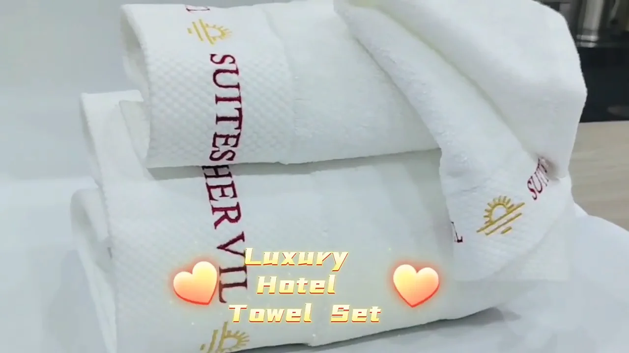 Luxury Hotel Towels White Custom Logo Bathroom Linen 100 Cotton Hotel Face Hand Bath Towels Set