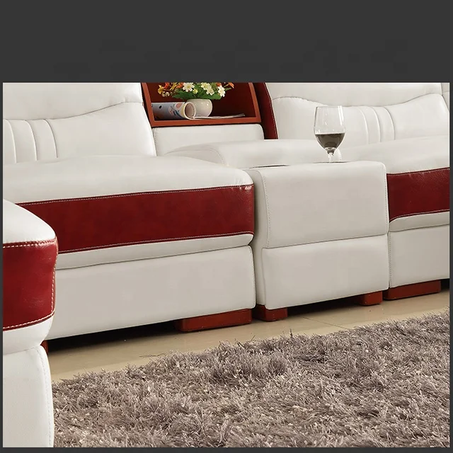 Dedao Factory Modern Design Sofa Multifunctional Adjustable Height USB Interface U Shape Leather Living Room Sofa Set Furniture