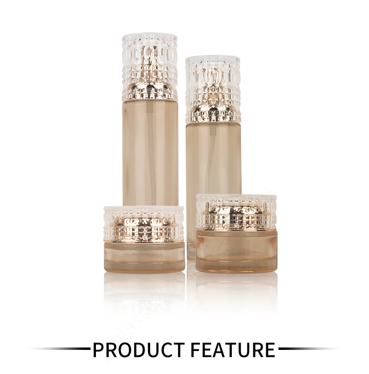 Luxury cosmetic containers and packaging lotion pump glass bottles for cosmetics manufacture