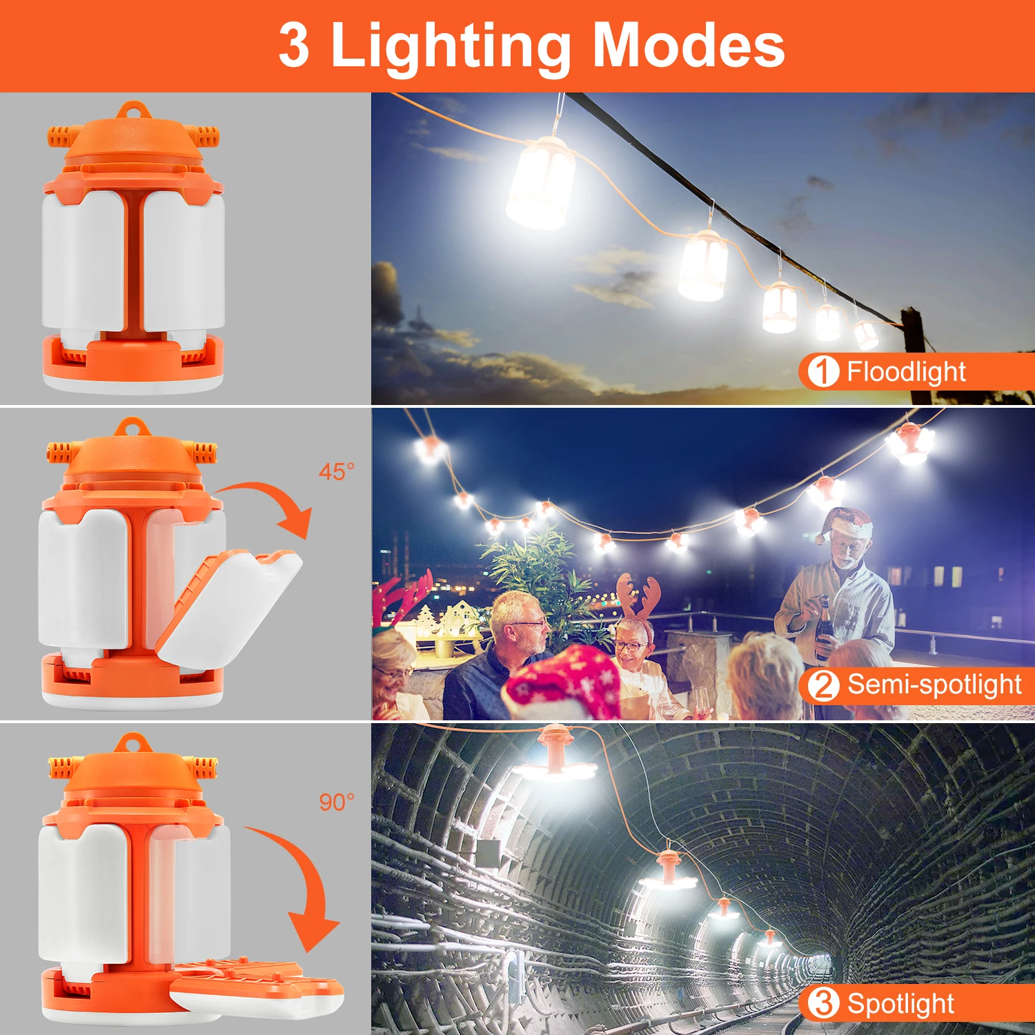 Site Led String String Lights Outdoor Waterproof IP65 100W 12000Lm 5000K Camping String ...