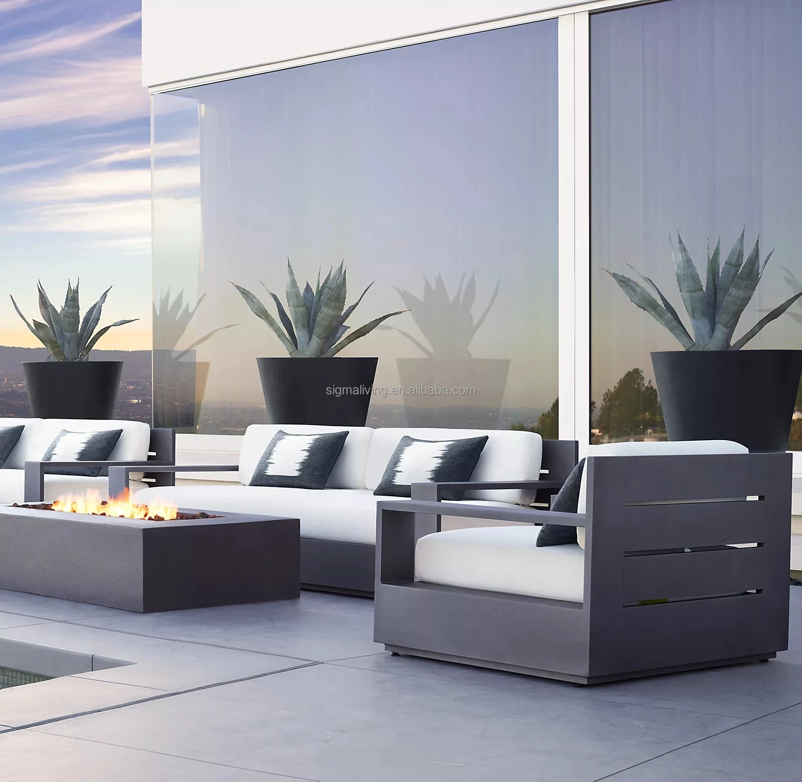 Outdoor furniture sofa set garden metal furniture patio aluminum sofa set with cushion